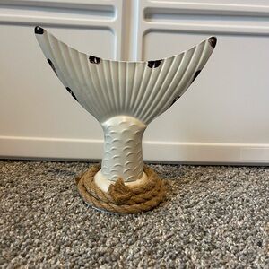 White Whale Tail Vase with Rope Accent